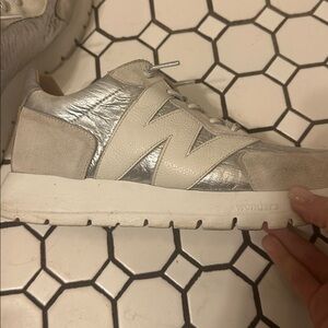 Women's Silver and Cream Sneakers